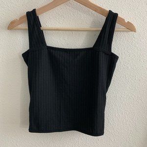 Missguided Black Straight Neck Cropped Top Small